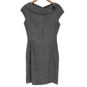 Carolina Herrera New York Sleeveless Wool Silk Blend Sheath Dress Size 8 Grey